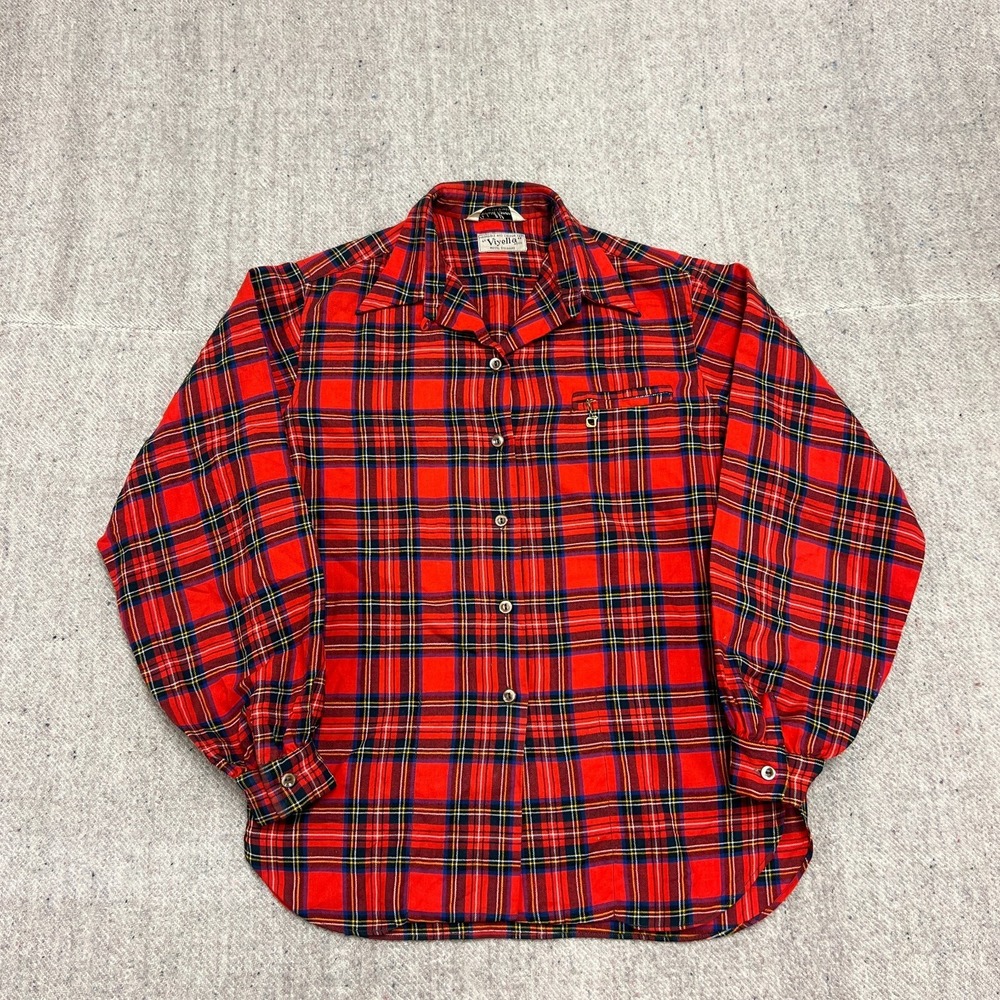 Vintage Viyella Flannel Women's Medium Red 1950s Plaid Wool Gehard Kennedy‎